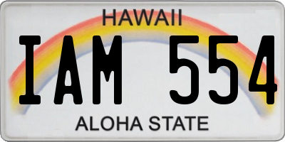 HI license plate IAM554