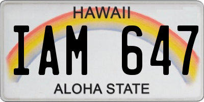 HI license plate IAM647