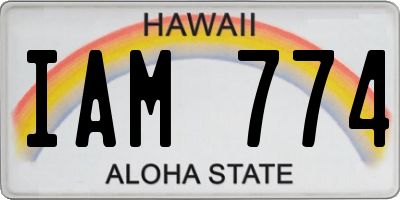 HI license plate IAM774