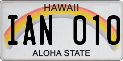 HI license plate IAN010