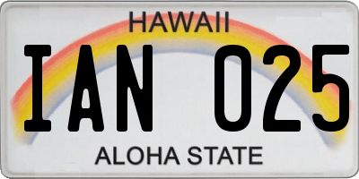 HI license plate IAN025