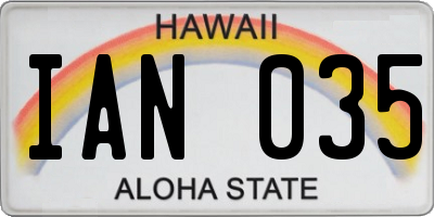 HI license plate IAN035