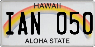 HI license plate IAN050