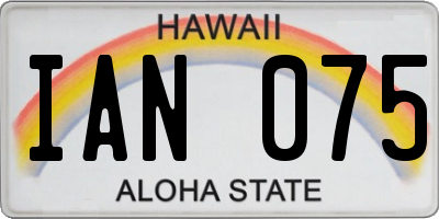 HI license plate IAN075