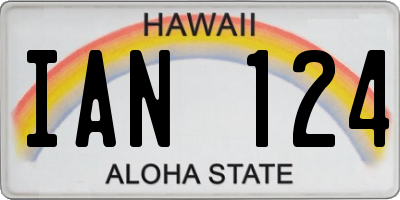 HI license plate IAN124
