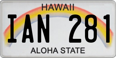 HI license plate IAN281