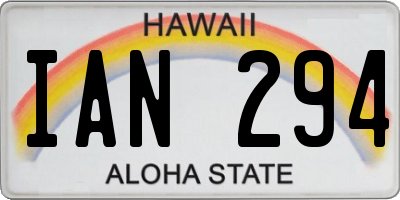 HI license plate IAN294