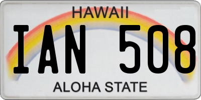 HI license plate IAN508