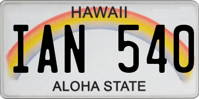 HI license plate IAN540