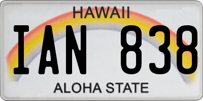 HI license plate IAN838