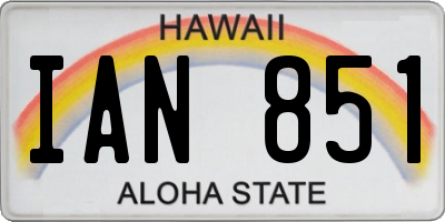 HI license plate IAN851