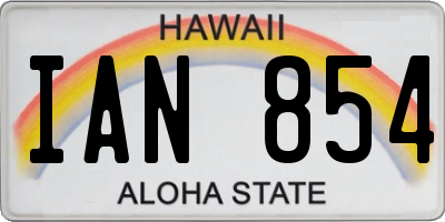 HI license plate IAN854
