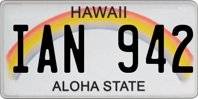 HI license plate IAN942