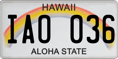 HI license plate IAO036