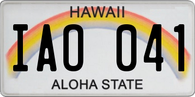 HI license plate IAO041