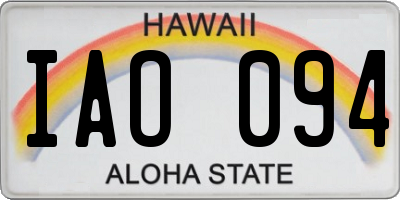 HI license plate IAO094