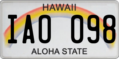 HI license plate IAO098
