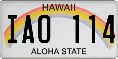 HI license plate IAO114
