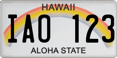 HI license plate IAO123