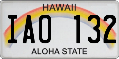 HI license plate IAO132