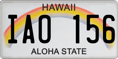 HI license plate IAO156