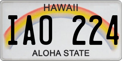 HI license plate IAO224