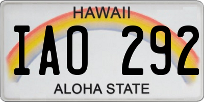HI license plate IAO292