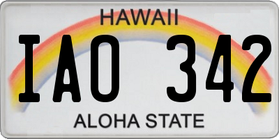 HI license plate IAO342