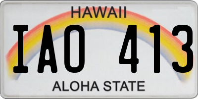 HI license plate IAO413