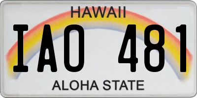 HI license plate IAO481