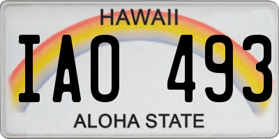 HI license plate IAO493