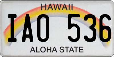 HI license plate IAO536