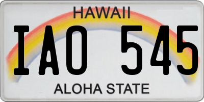 HI license plate IAO545