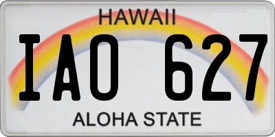HI license plate IAO627