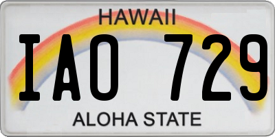 HI license plate IAO729