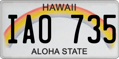 HI license plate IAO735