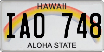 HI license plate IAO748