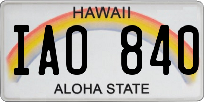 HI license plate IAO840