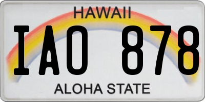 HI license plate IAO878