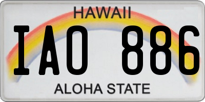 HI license plate IAO886