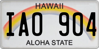 HI license plate IAO904