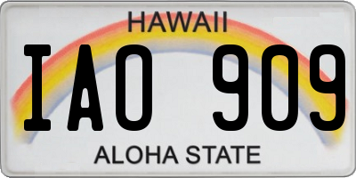 HI license plate IAO909