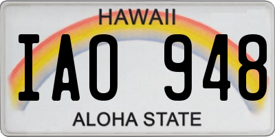 HI license plate IAO948