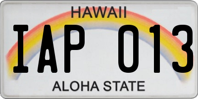 HI license plate IAP013