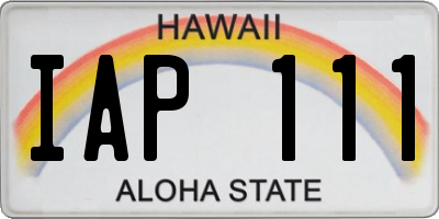 HI license plate IAP111