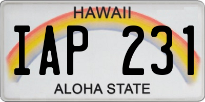 HI license plate IAP231