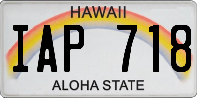 HI license plate IAP718