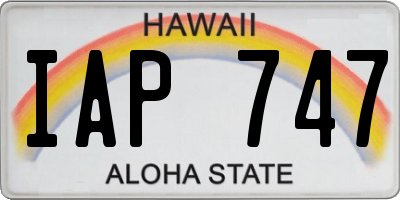 HI license plate IAP747