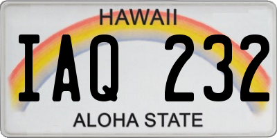 HI license plate IAQ232