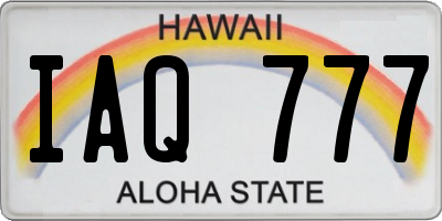 HI license plate IAQ777